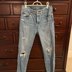 Levi's Blue Distressed 501 Jeans
